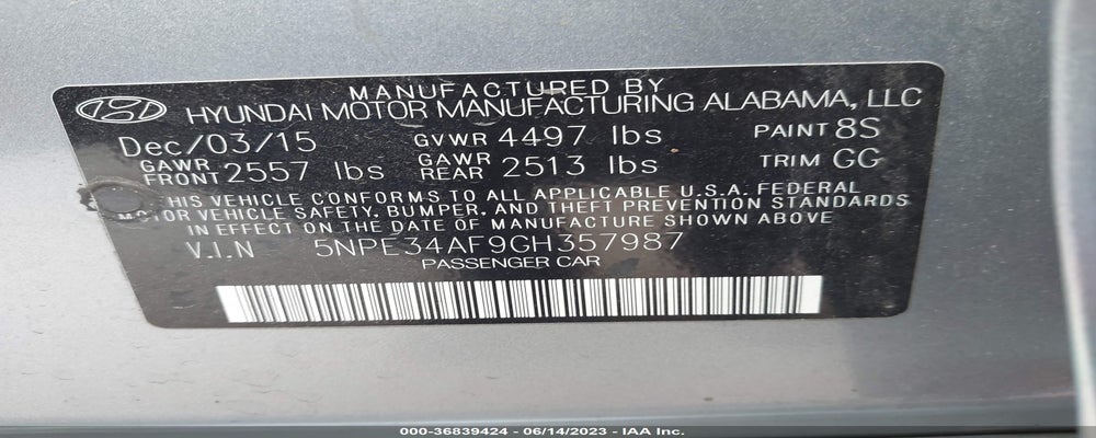 5NPE34AF9GH357987 2016 HYUNDAI SONATA photo no. 9