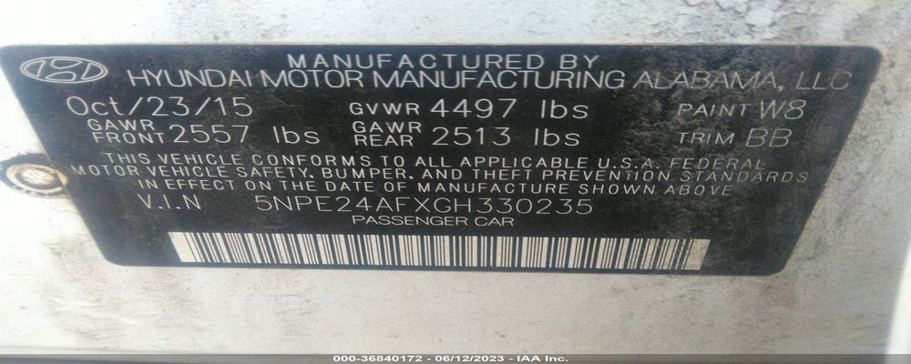 5NPE24AFXGH330235 2016 HYUNDAI SONATA photo no. 9