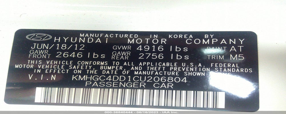 KMHGC4DD1CU206804 2012 HYUNDAI GENESIS photo no. 9