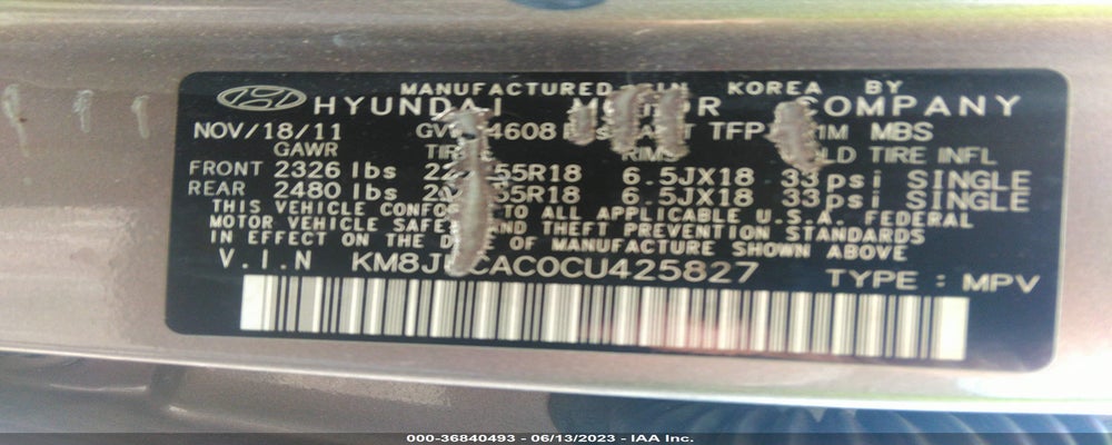 KM8JUCAC0CU425827 2012 HYUNDAI TUCSON photo no. 9