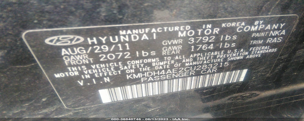KMHDH4AE2CU283215 2012 HYUNDAI ELANTRA photo no. 9