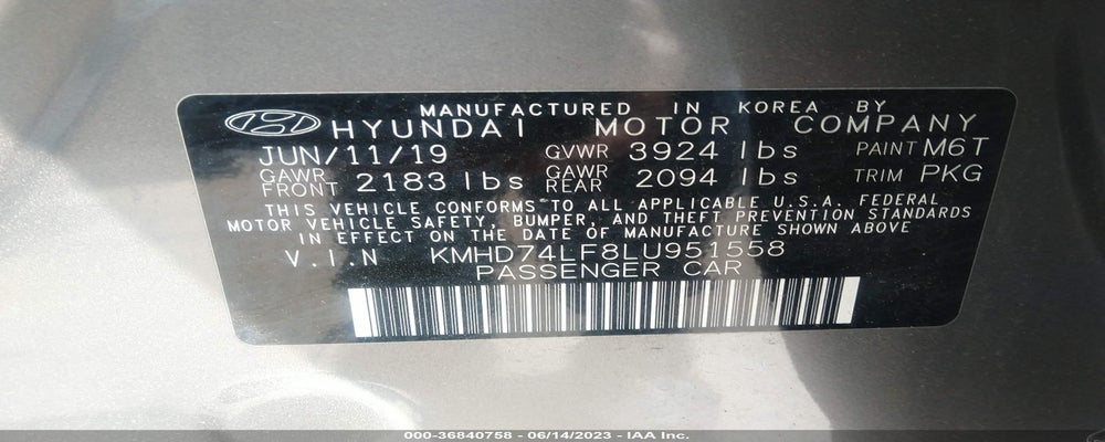 KMHD74LF8LU951558 2020 HYUNDAI ELANTRA photo no. 9