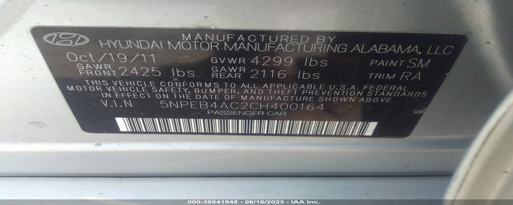 5NPEB48C2CH400164 2012 HYUNDAI SONATA photo no. 9