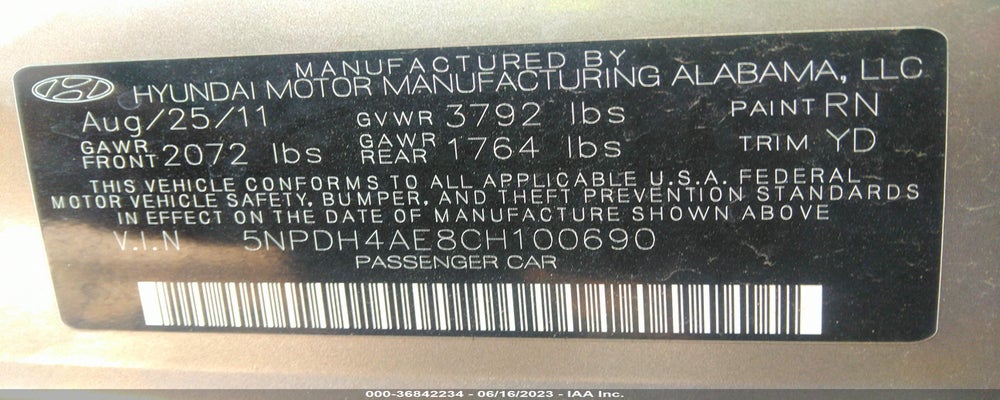 5NPDH4AE8CH100690 2012 HYUNDAI ELANTRA photo no. 9