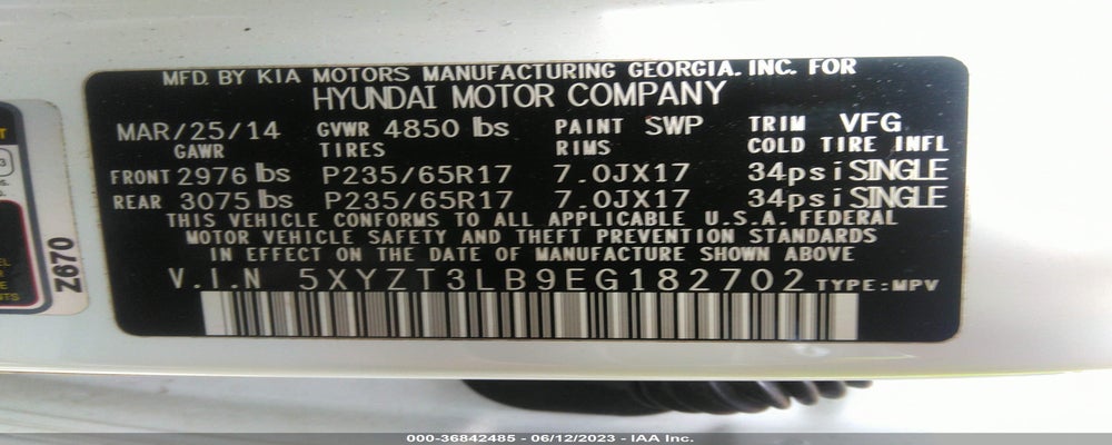 5XYZT3LB9EG182702 2014 HYUNDAI SANTA FE SPORT photo no. 9