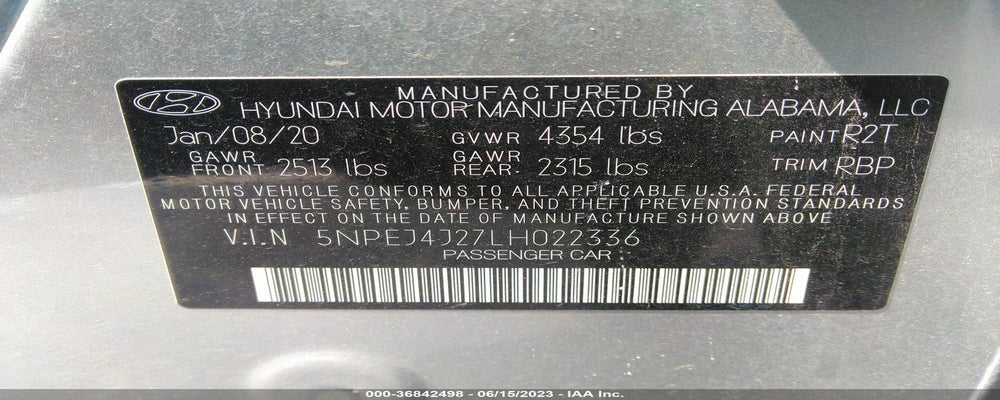 5NPEJ4J27LH022336 2020 HYUNDAI SONATA photo no. 9