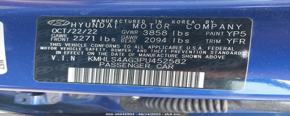 KMHLS4AG3PU452582 2023 HYUNDAI ELANTRA photo no. 9