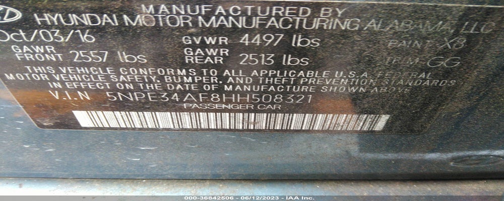 5NPE34AF8HH508321 2017 HYUNDAI SONATA photo no. 9