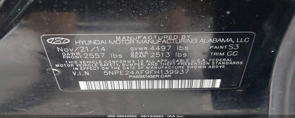 5NPE24AF9FH139937 2015 HYUNDAI SONATA photo no. 9