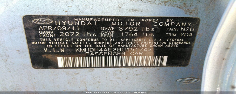 KMHDH4AE3BU151742 2011 HYUNDAI ELANTRA photo no. 9