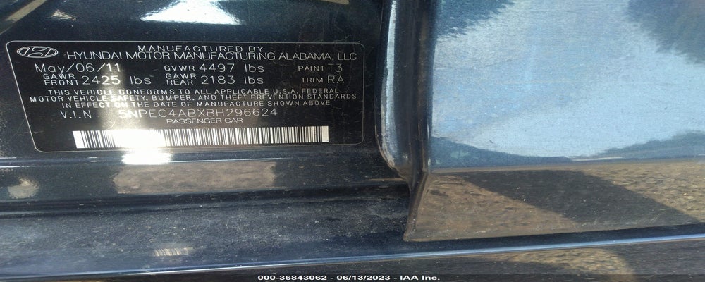 5NPEC4ABXBH296624 2011 HYUNDAI SONATA photo no. 9