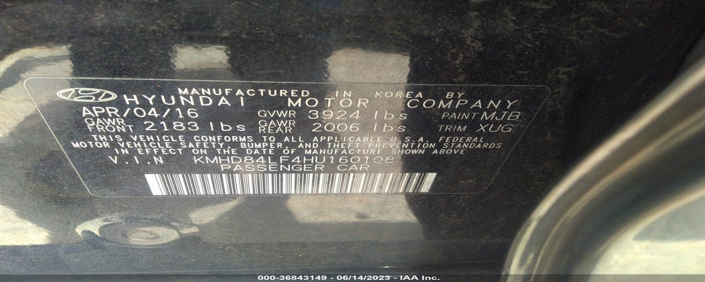 KMHD84LF4HU160108 2017 HYUNDAI ELANTRA photo no. 9