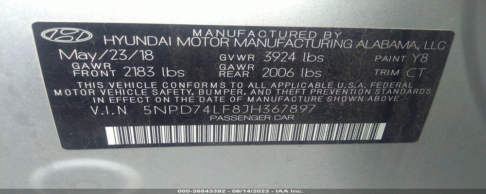 5NPD74LF8JH367897 2018 HYUNDAI ELANTRA photo no. 9