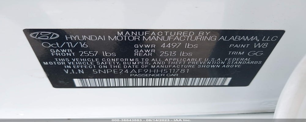 5NPE24AF9HH511781 2017 HYUNDAI SONATA photo no. 9