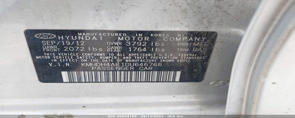 KMHDH4AE1DU646766 2013 HYUNDAI ELANTRA photo no. 9