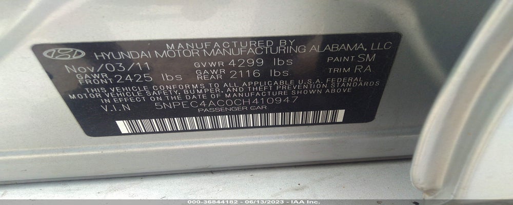 5NPEC4AC0CH410947 2012 HYUNDAI SONATA photo no. 9