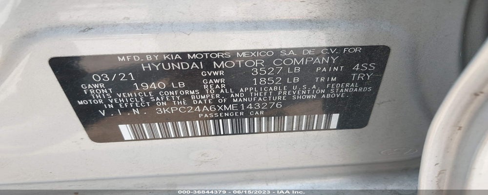 3KPC24A6XME143276 2021 HYUNDAI ACCENT photo no. 9