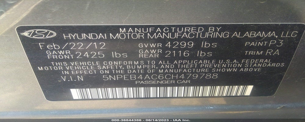 5NPEB4AC6CH479788 2012 HYUNDAI SONATA photo no. 9