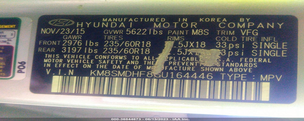 KM8SMDHF8GU164446 2016 HYUNDAI SANTA FE photo no. 9
