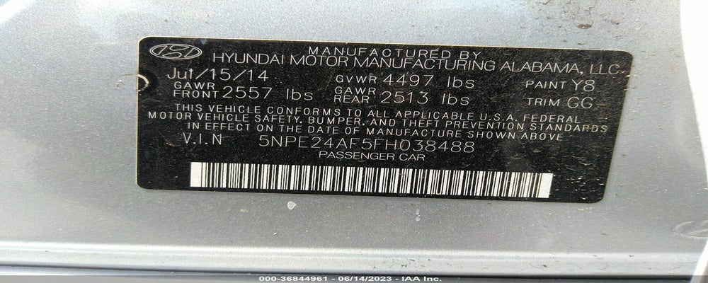 5NPE24AF5FH038488 2015 HYUNDAI SONATA photo no. 9