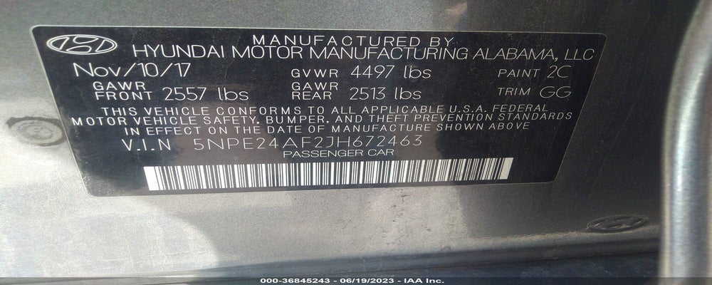 5NPE24AF2JH672463 2018 HYUNDAI SONATA photo no. 9