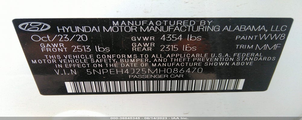 5NPEH4J25MH086470 2021 HYUNDAI SONATA photo no. 9