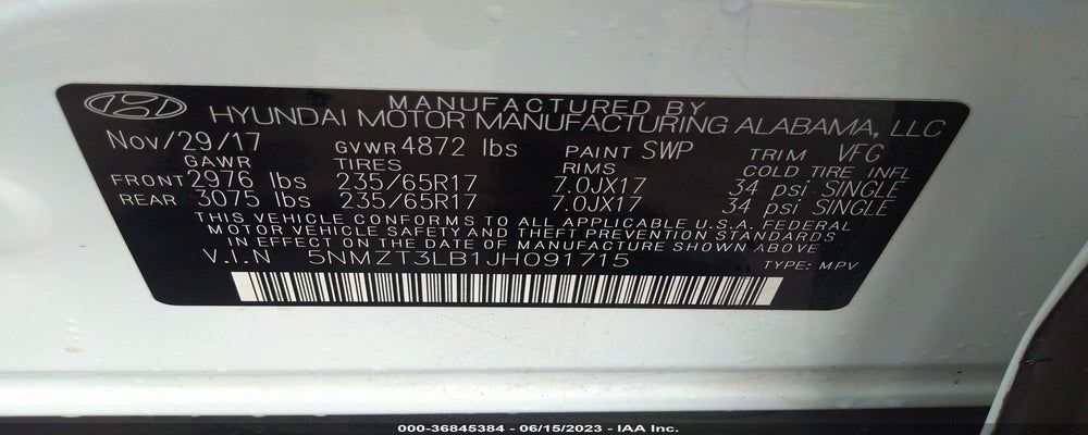 5NMZT3LB1JH091715 2018 HYUNDAI SANTA FE SPORT photo no. 9