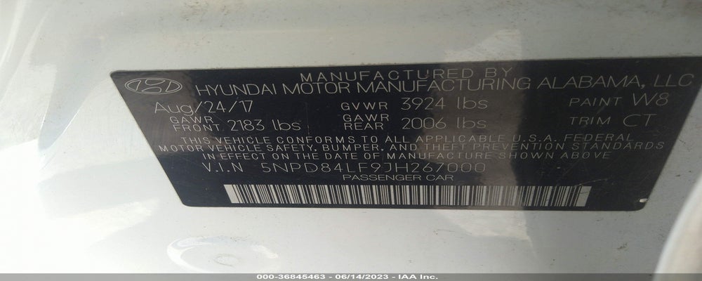 5NPD84LF9JH267000 2018 HYUNDAI ELANTRA photo no. 9