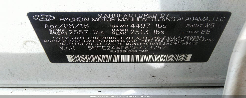 5NPE24AF6GH423267 2016 HYUNDAI SONATA photo no. 9