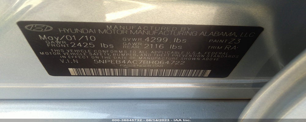 5NPEB4AC7BH064722 2011 HYUNDAI SONATA photo no. 9