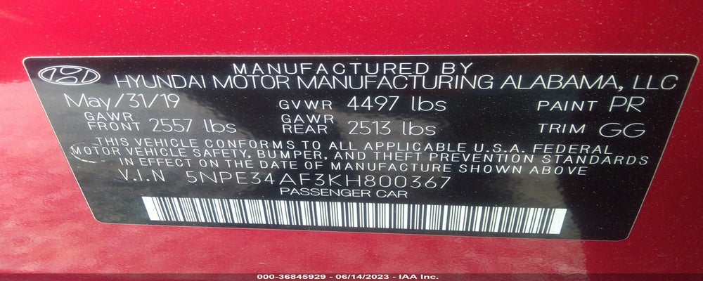 5NPE34AF3KH800367 2019 HYUNDAI SONATA photo no. 9