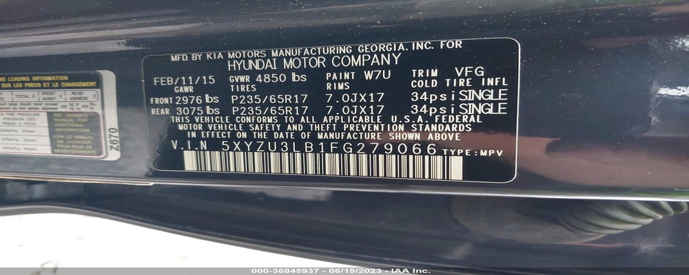 5XYZU3LB1FG279066 2015 HYUNDAI SANTA FE SPORT photo no. 9