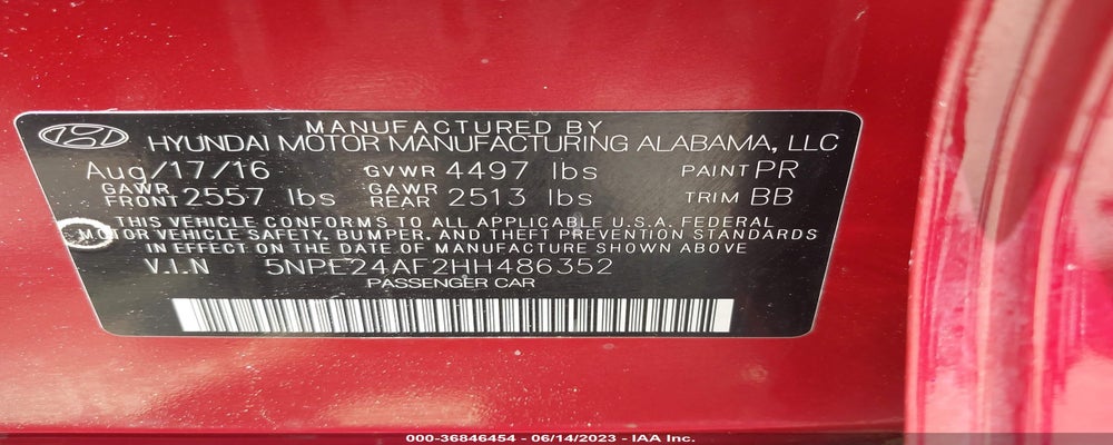 5NPE24AF2HH486352 2017 HYUNDAI SONATA photo no. 9