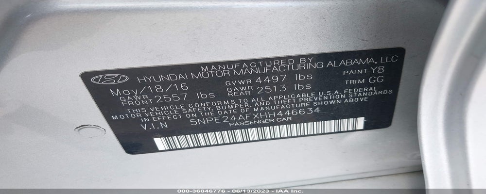 5NPE24AFXHH446634 2017 HYUNDAI SONATA photo no. 9
