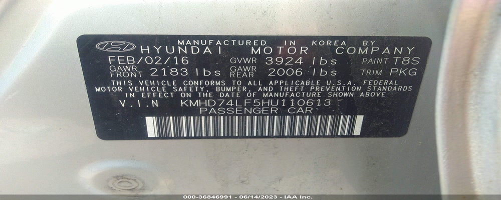 KMHD74LF5HU110613 2017 HYUNDAI ELANTRA photo no. 9