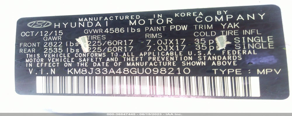 KM8J33A48GU098210 2016 HYUNDAI TUCSON photo no. 9