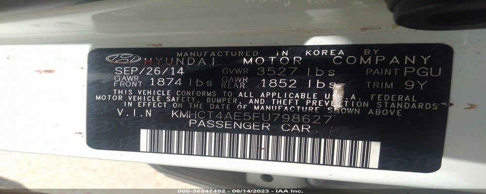 KMHCT4AE5FU798627 2015 HYUNDAI ACCENT photo no. 9