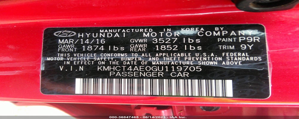 KMHCT4AE0GU119705 2016 HYUNDAI ACCENT photo no. 9