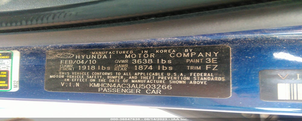 KMHCN4AC3AU503266 2010 HYUNDAI ACCENT photo no. 9