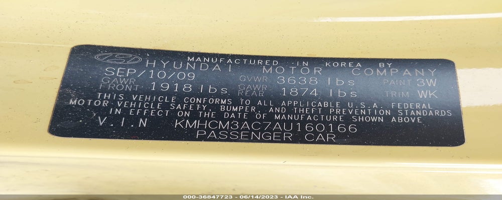 KMHCM3AC7AU160166 2010 HYUNDAI ACCENT photo no. 9