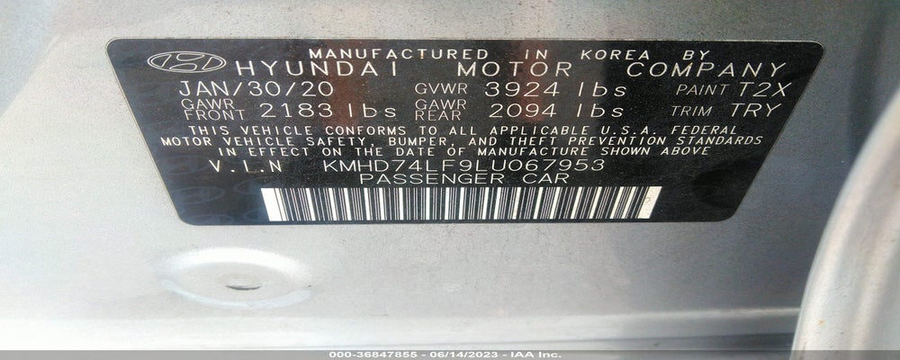 KMHD74LF9LU067953 2020 HYUNDAI ELANTRA photo no. 9