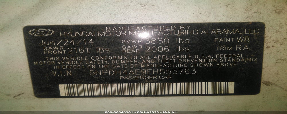 5NPDH4AE9FH555763 2015 HYUNDAI ELANTRA photo no. 9