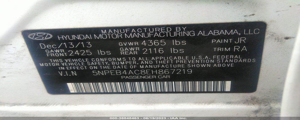 5NPEB4AC8EH867219 2014 HYUNDAI SONATA photo no. 9