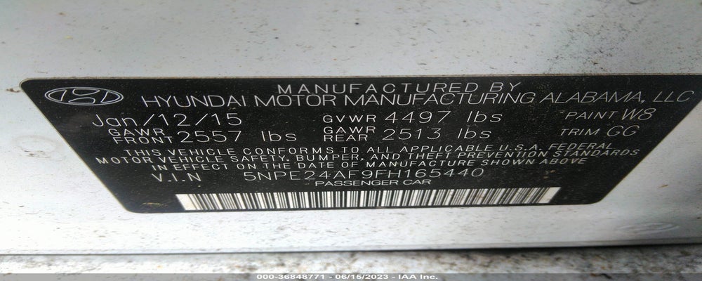 5NPE24AF9FH165440 2015 HYUNDAI SONATA photo no. 9