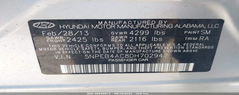 5NPEB4AC8DH702947 2013 HYUNDAI SONATA photo no. 9