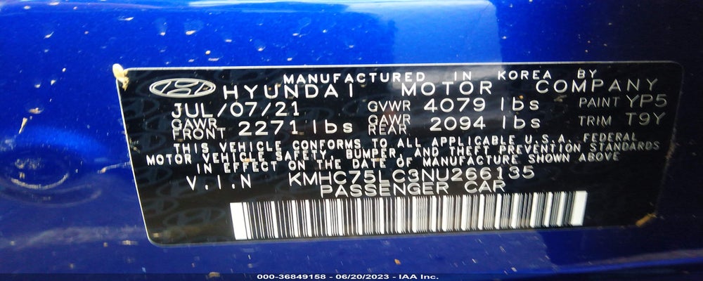 KMHC75LC3NU266135 2022 HYUNDAI IONIQ HYBRID photo no. 9
