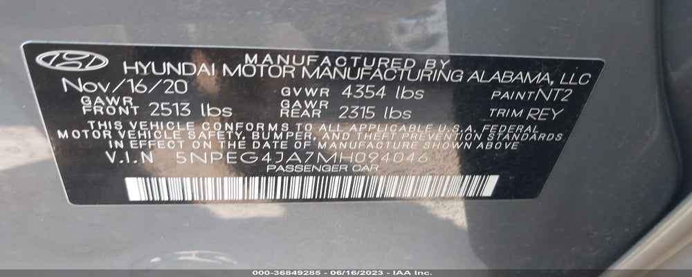 5NPEG4JA7MH094046 2021 HYUNDAI SONATA photo no. 9