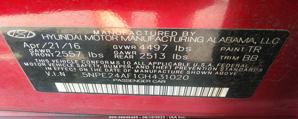 5NPE24AF1GH431020 2016 HYUNDAI SONATA photo no. 9