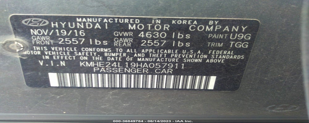 KMHE24L19HA057911 2017 HYUNDAI SONATA HYBRID photo no. 9
