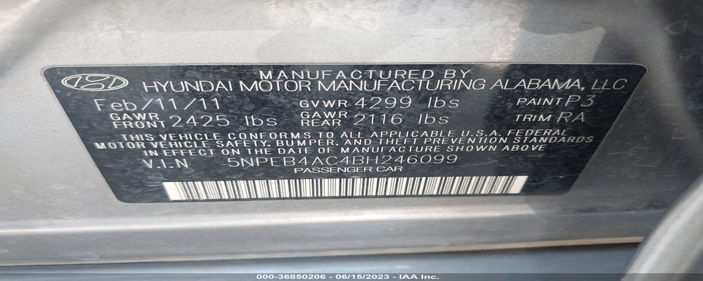5NPEB4AC4BH246099 2011 HYUNDAI SONATA photo no. 9